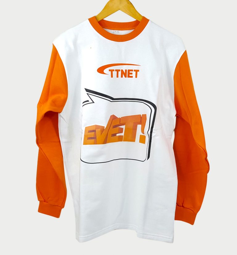 Ön Sırt Baskılı Beyaz Orange Sweatshirt