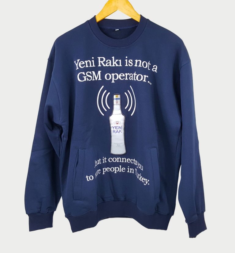 Ön Nakışlı Baskılı Lacivert Sweatshirt